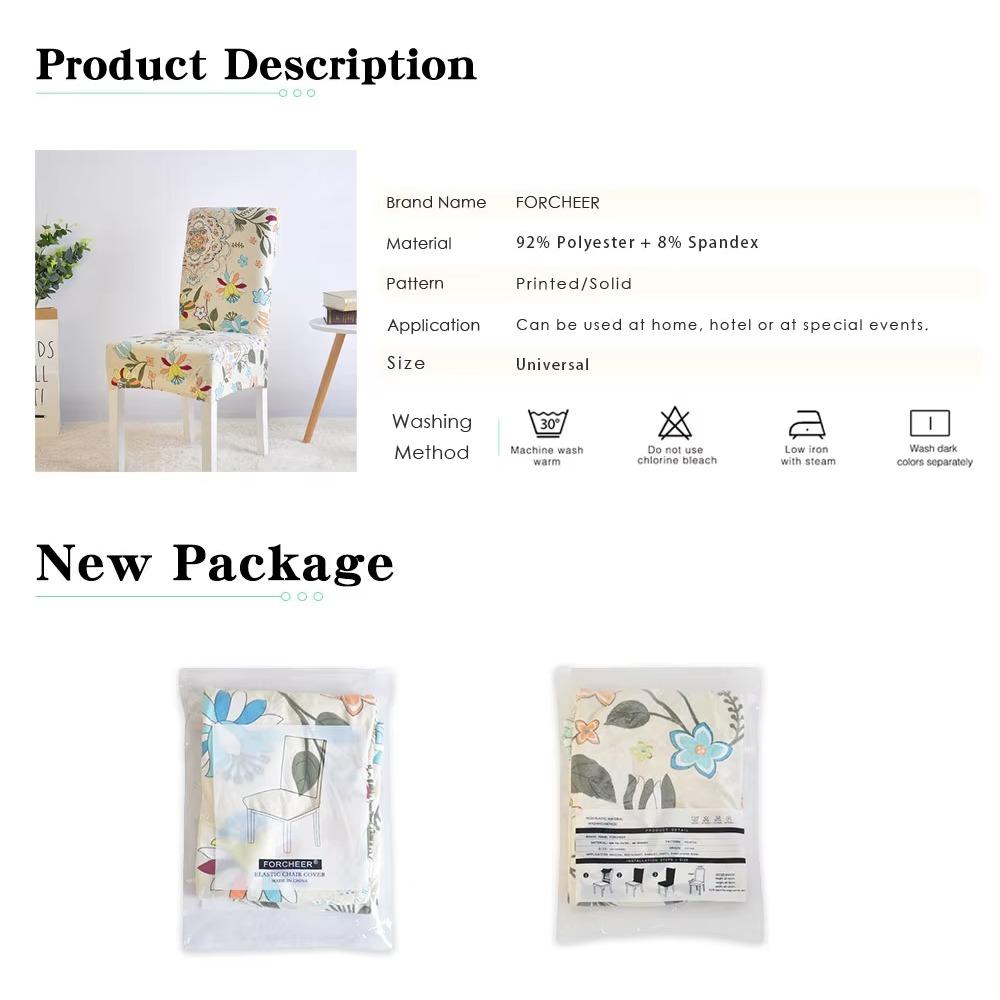 4 Stück bedruckte Stuhlhusse, abnehmbar, waschbar, für Hochzeitsfeier, Esszimmer, Heimdekoration