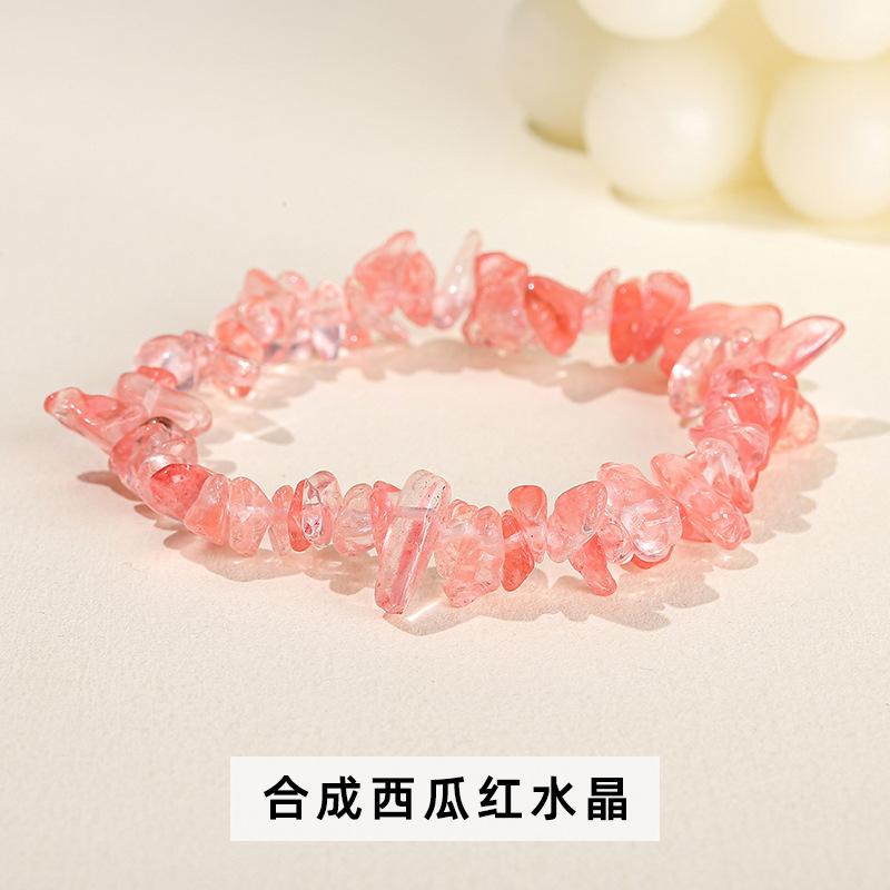 Natural Crystal Agate, Colorful Crushed Stone, Elastic Bracelet, Irregular, European and American Jewelry
