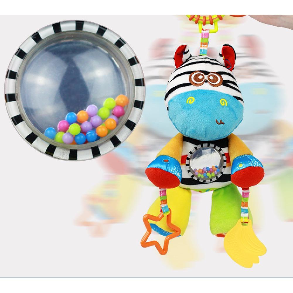 Aipinqi Colorful Baby Car Hanging Toy, 0-1 Year Old Animal Plush Bed Hanging Toy with Rattle, Newborn Soothing Doll