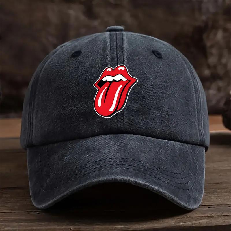 Tongue print retro baseball cap fashionable dad hat curved brim suitable for outdoor sports