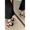 Fashion Summer Pointed Toe Thin High Heels Fashion Pleated Metal Buckle Strap Women Sandals Banquet Party Female Mules Shoes