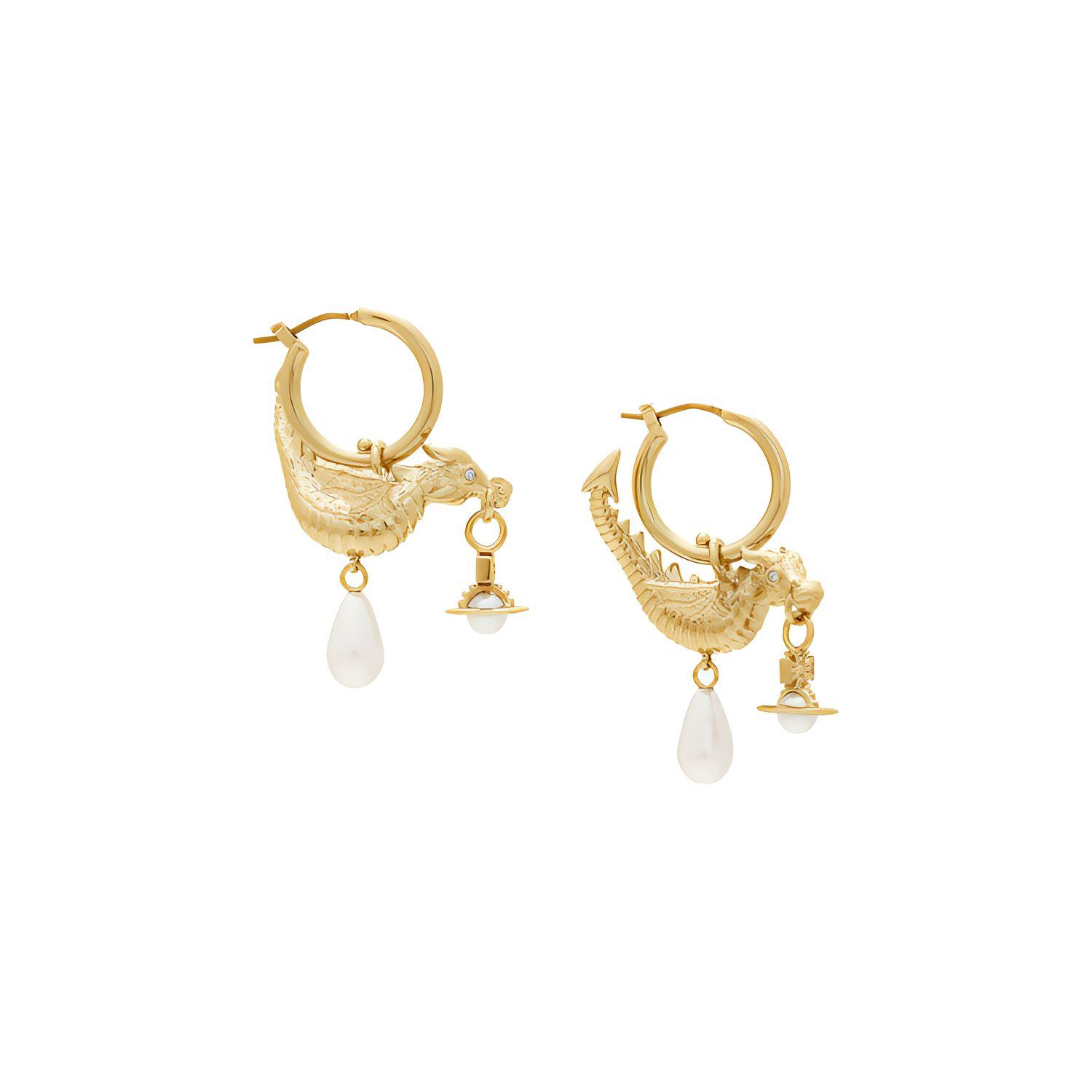 Vivienne Westwood Inlaid Decorative Brass Pearl Earrings Women earrings Gold 14969078 F,Gold