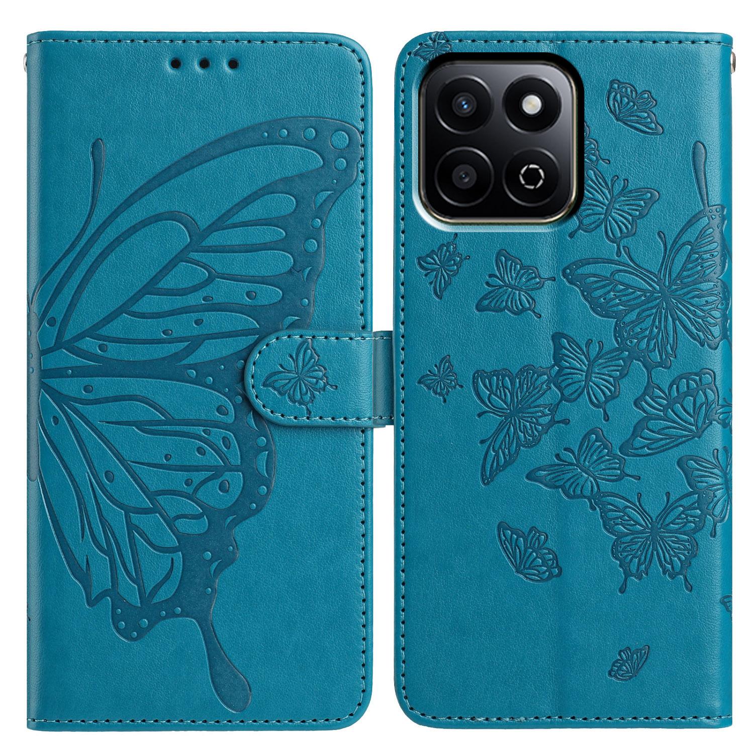 

Чехол-кошелек с рисунком бабочки и подставкой для Honor X6c 4G, из PU-кожи, книжка, с ремешком D