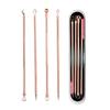 Rose Gold 4 Pcs Plating Double Head Acne Needle Black Head Removal Needle Portable Beauty Tool Set