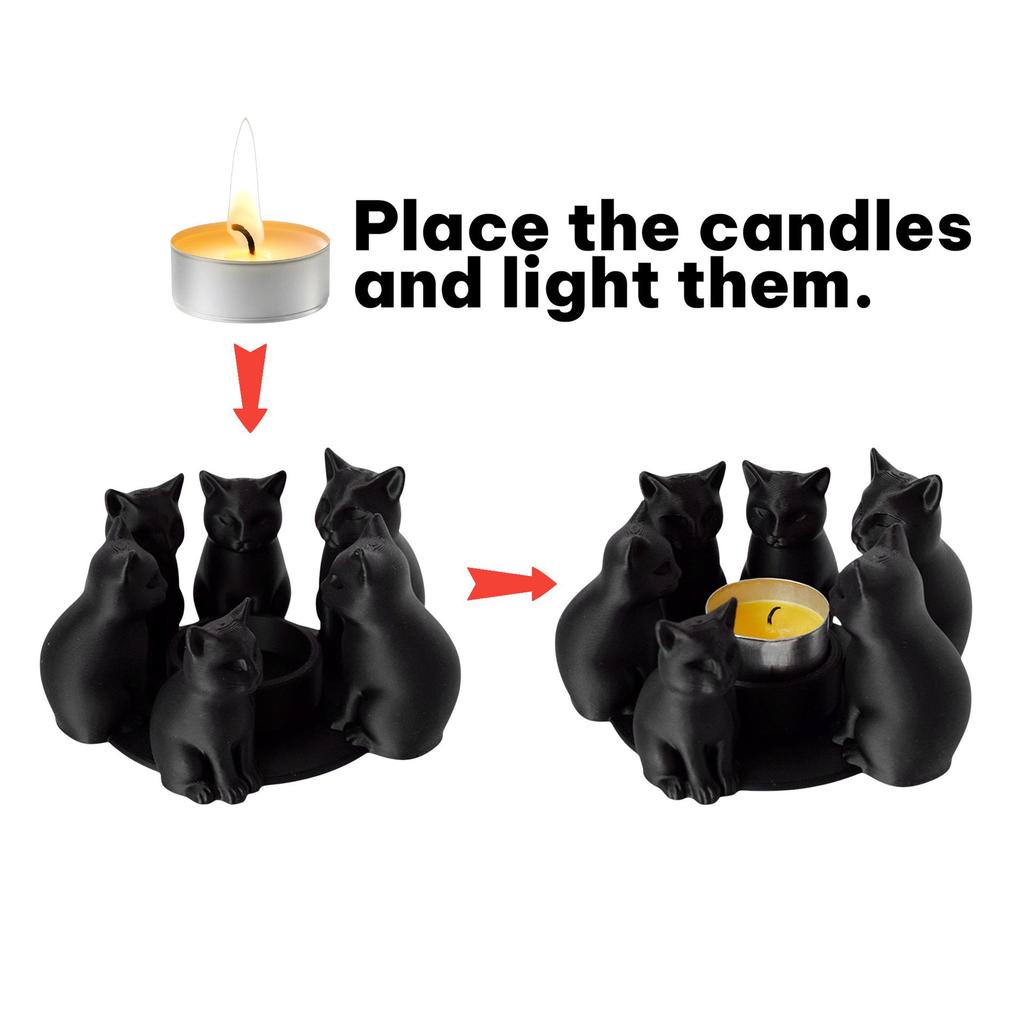 3D Cat Candle Holder Base - Perfect for Valentine's Day Dining Table Ambiance (Candles Not Included)
