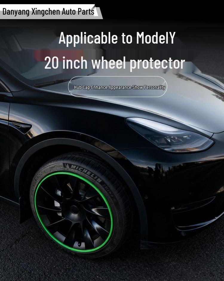 Protetor de Cubo de Roda 20" para Tesla Model Y: Capa de Pneu Bicolor de Cobertura Total para Modelos 2019-2024.