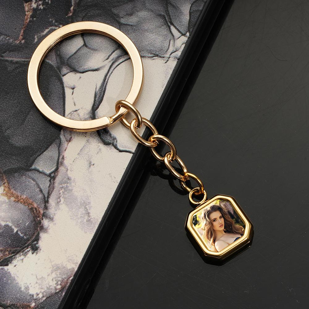 

Personalized Square Photo Keychain - Stainless Steel Custom Picture Keyring - Stylish Gift for Men, Women, and Car Keys Custom Photo