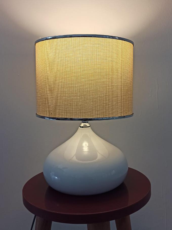 

Serenay Metal White Body Elite Lampshade Silver Detail Powder Headboard