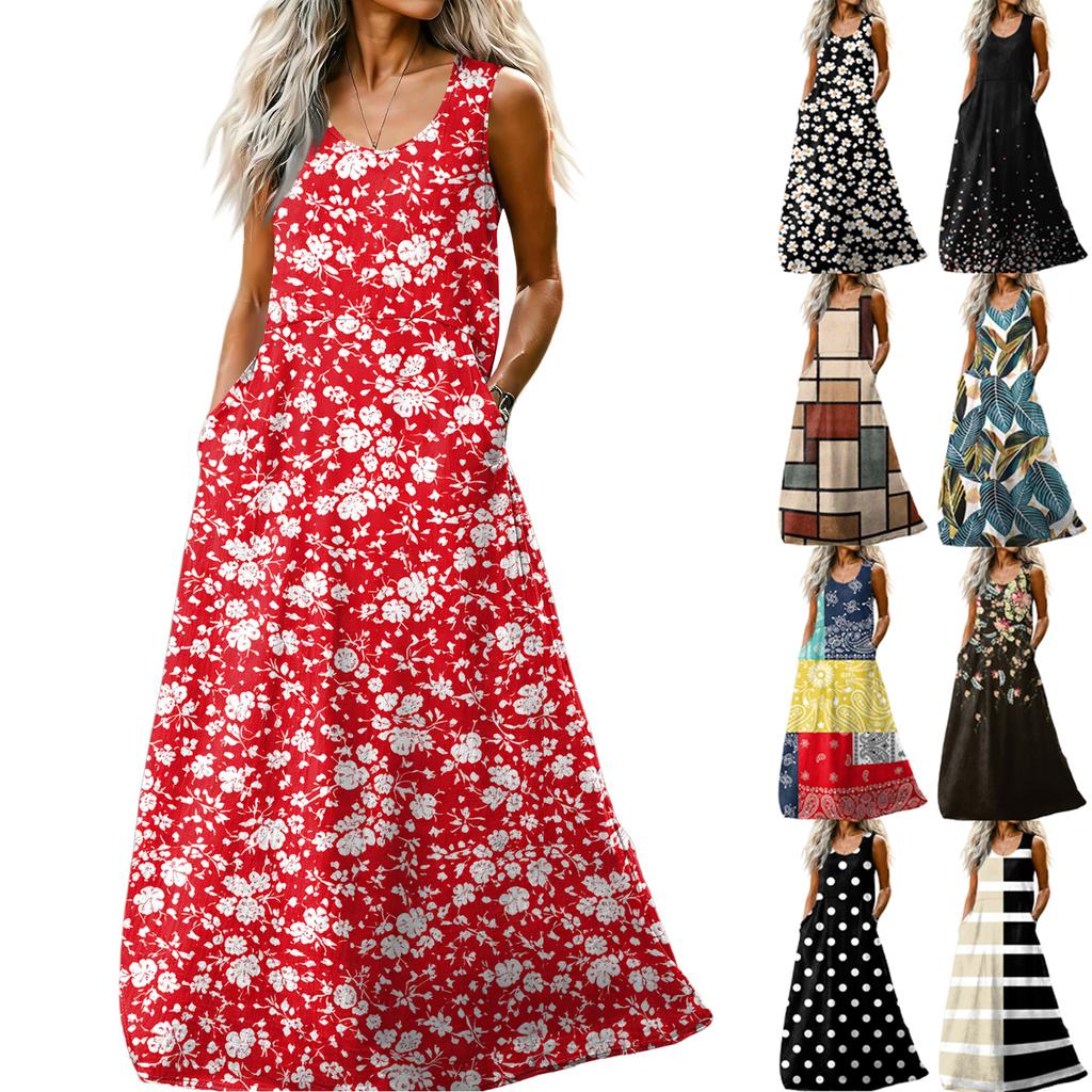 Women's Casual Fashion U-neck Sleeveless Dress