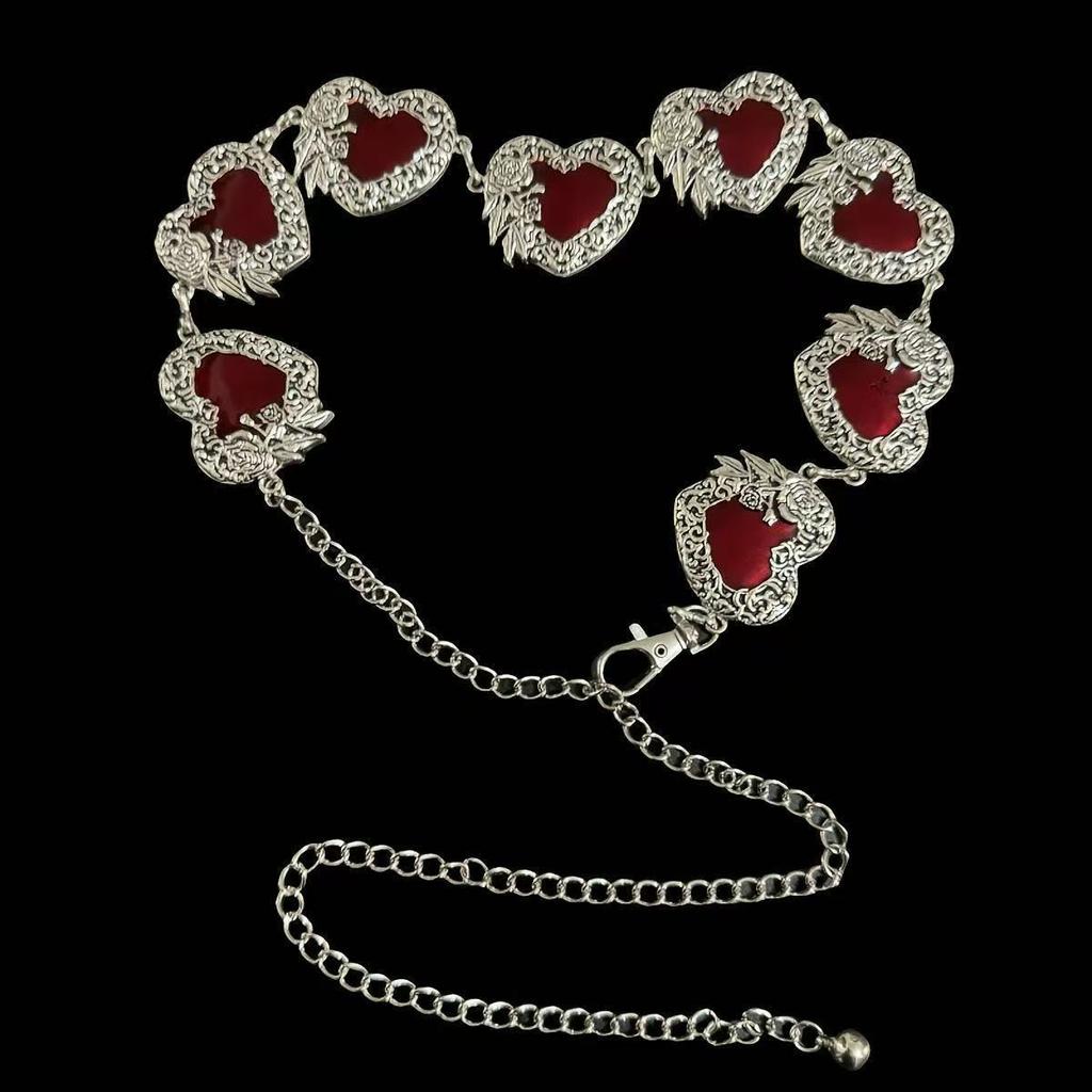 European and American Retro Love Tassel Waist Chain for Women Light Luxury High-end Gem Inlaid Belt Niche Design and Versatile a