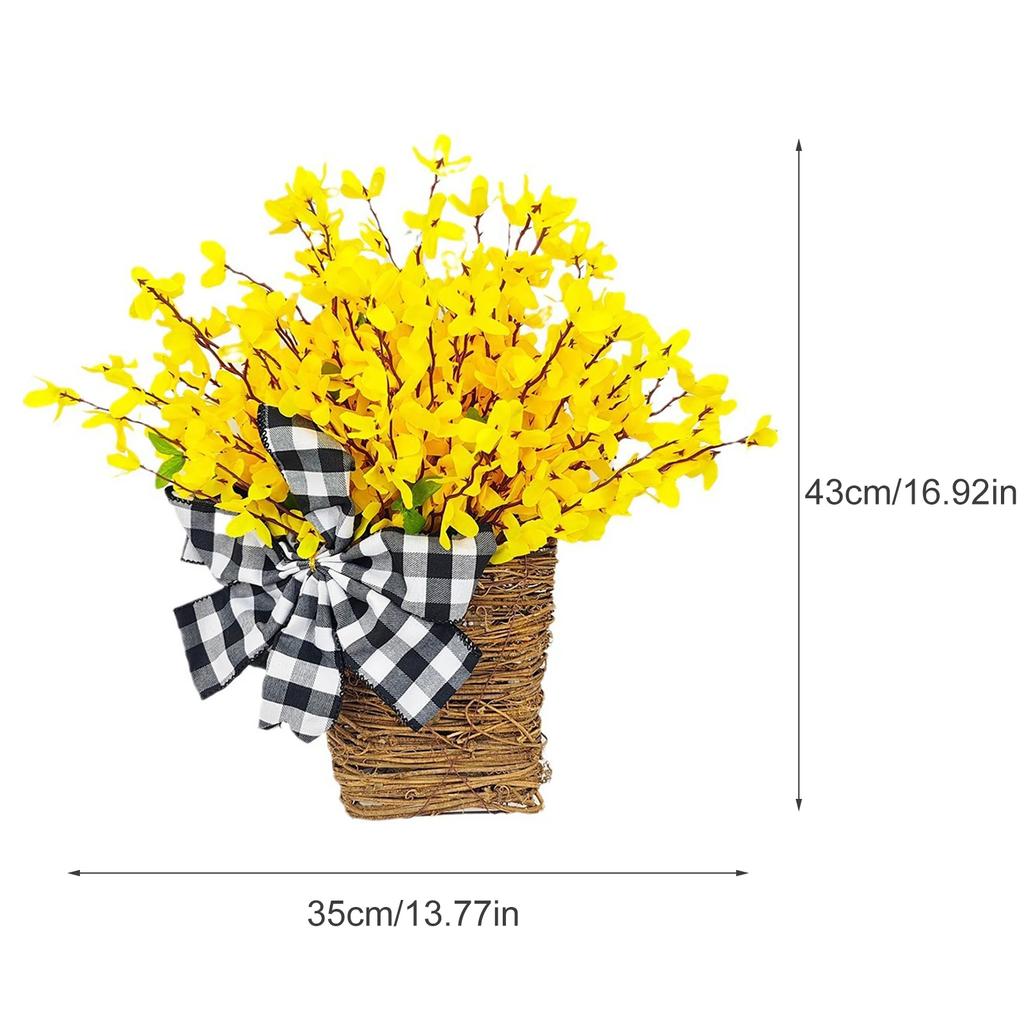 Spring Front Door Decor Dahlia Peony Flowers Basket Spring Welcome Sign Porch Farmhouse Artificial Flowers Wedding Home Decor