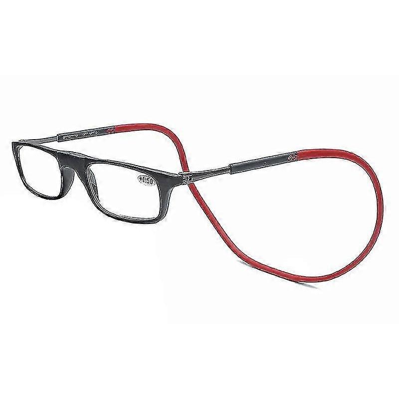 Reading Glasses High-grade Tr Magnetic Absorption Hanging Neck Funky Readers Glasses-2.5 Magnification-Red