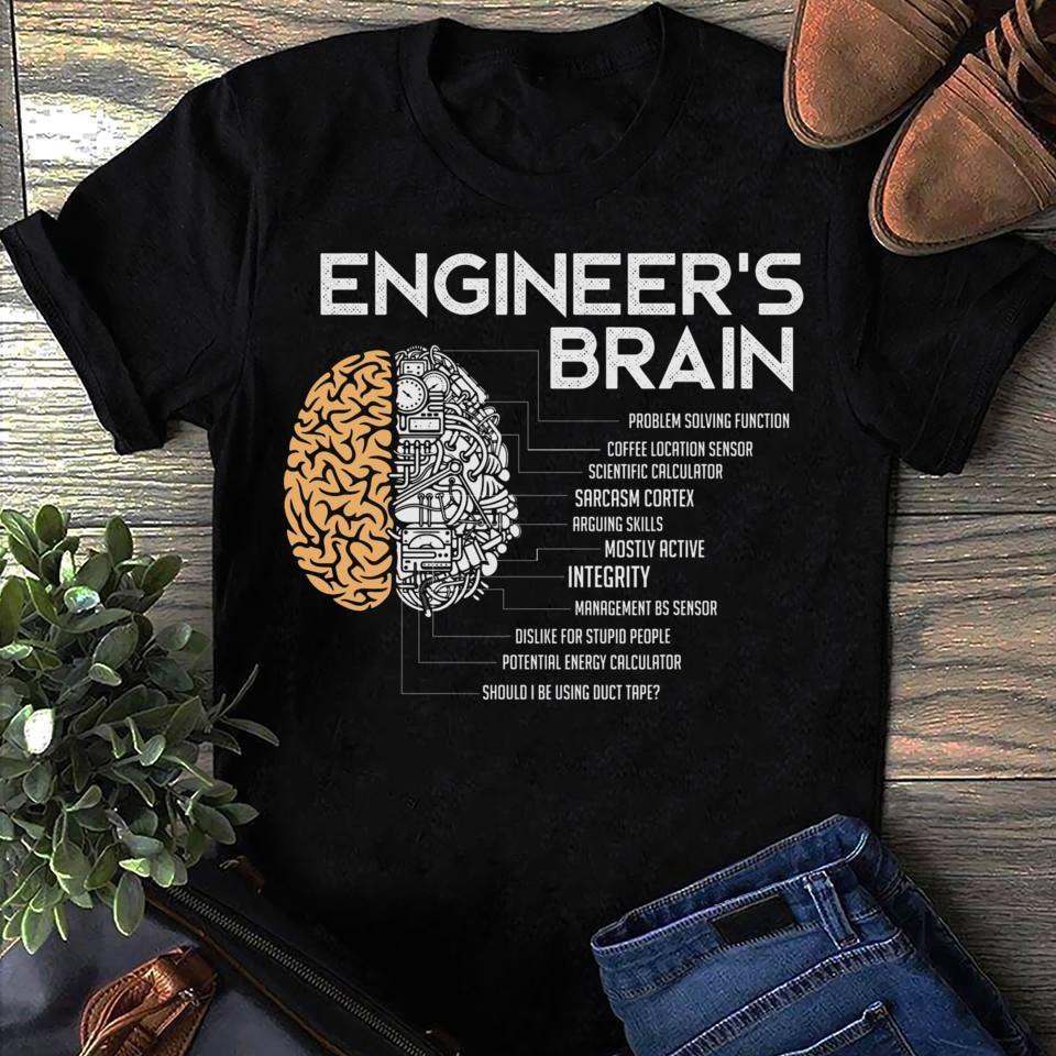 Funny Engineers Brain Graphics Men's Summer T-Shirt Casual Tshirts O-neck Short-sleeved Tee Top