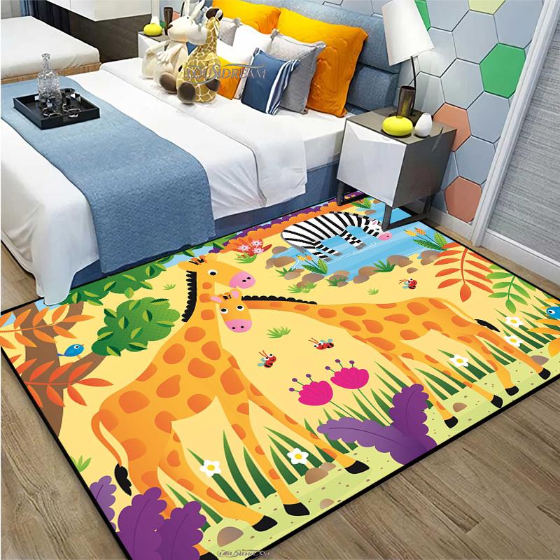 Dżungla Dywan Zwierzęcy Żyrafa Lew Dywan Dekoracja Salonu Duży Dywan Sypialnia Dziecko Mata Do Raczkowania Łazienka Mata Kąpielowa
