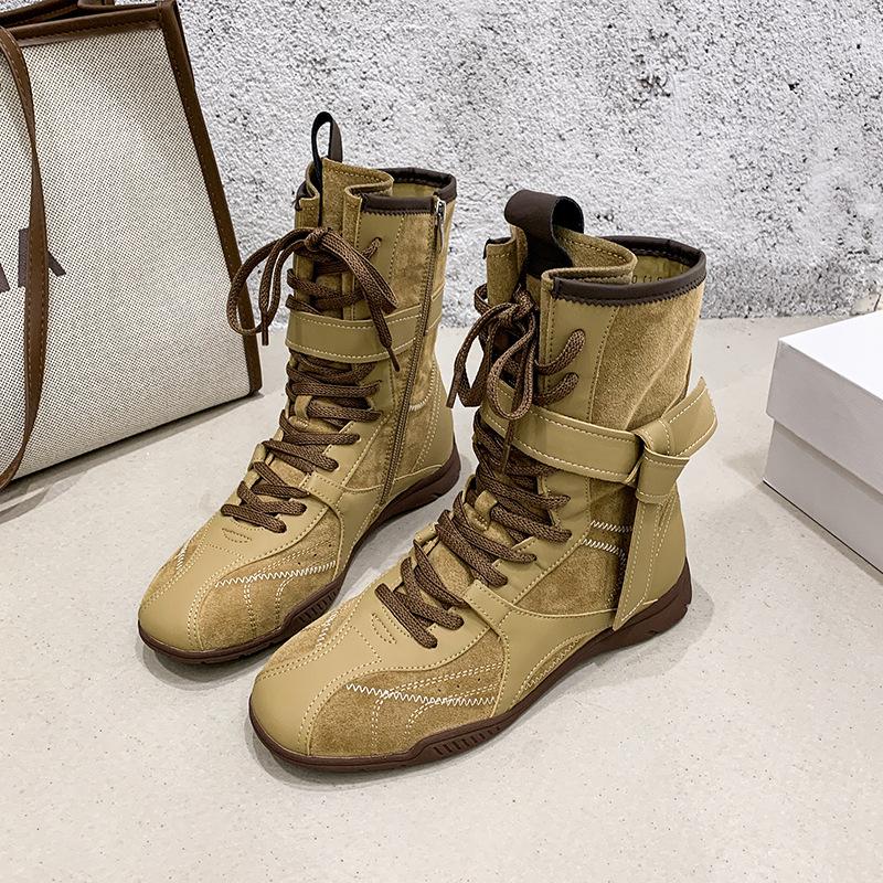 

Retro Dexun Martin Boots Casual Sports Short Boots Versatile Boxing Boots Round Head Fashion Versatile Medium Boots Western Boots Women 35