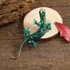Vintage Reptile-shaped Brooch Exquisite Faux Crystal Pin Animal Shape Men Clothes Badge