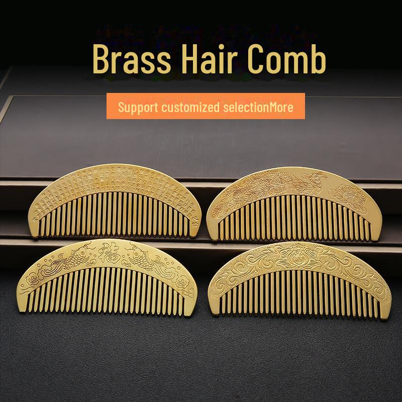 "Pisces Peacock Brass Hair Comb: Copper Thickened Straightener for Women"