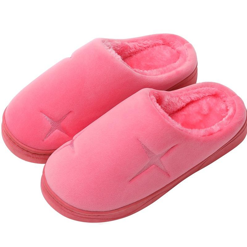 Autumn indoor home couple wool slippers warm shoes confinement non-slip velvet men's cotton slippers women