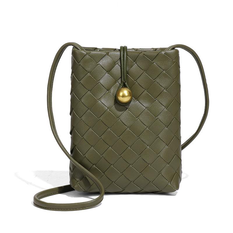 

Модная мини-сумка для телефона с вертикальным плетением, ретро-универсальный кошелек для монет через плечо, нишевое качество и модная женская сумка на одно плечо