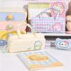 Cute Checkered Pencil Case, Quilted Handheld Stationery Bag with Cute House Embroidery