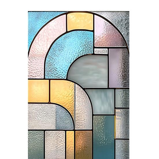Geometric Window Privacy Film Stained Glass Style Privacy Protection Film Frosted Static Cling Waterproof Privacy Film for Bathroom Bedroom Kitchen