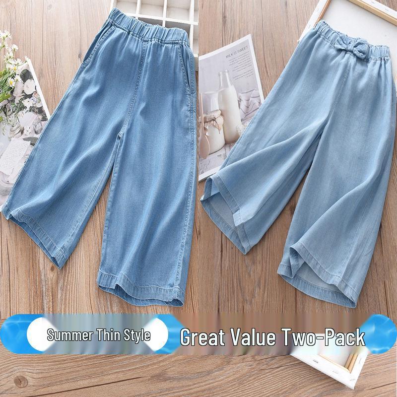 Sommer-Jeans mit weitem Bein für Mädchen - Trendig und vielseitig für mittlere und große Kinder