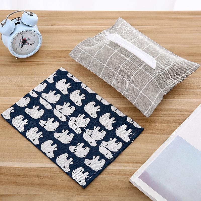 Cotton and Linen Paper Towel Set Cloth Tissue Box Bag Dustproof Waterproof Portable for Car Home Office Interior Tissue Boxes