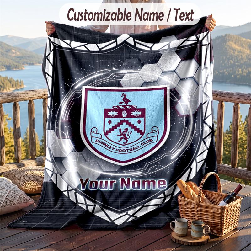 Flannel Blanket Burnley Football Print Custom Name Text Soft Throw for Sofa Bed