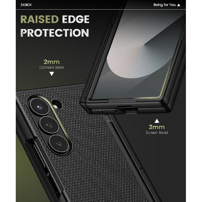 for Samsung Galaxy Z Fold 6 Case with Kickstand & Hinge Protection & Screen Protector, Support Wireless Charging Lightweight Slim Fit Protective