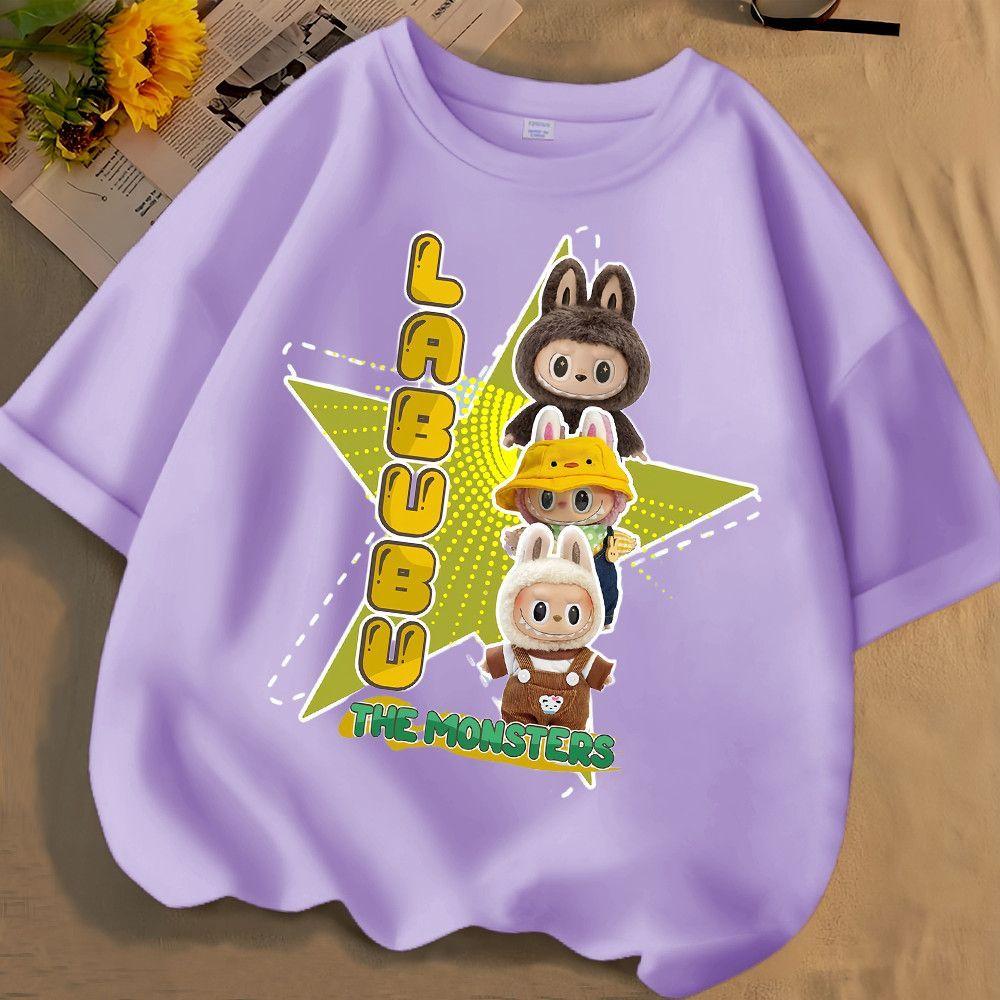 

Звезда Лабубу Детская футболка Детская Аниме 3D Принт Футболка Мальчик Девочка Мода Повседневная Одежда Лето Милая Одежда с Коротким Рукавом Подарок 160