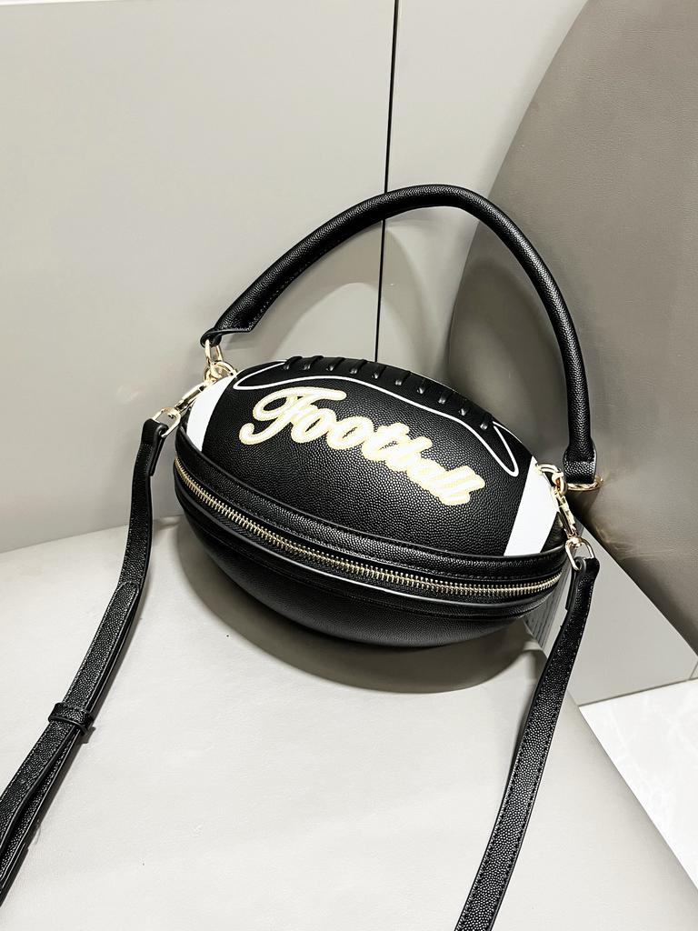 Luxury Design Women's Ball Shape Handbag Creative Letter Round Tote Bag Denim Blue Wallet Purses Ladies Evening Clutch Bag