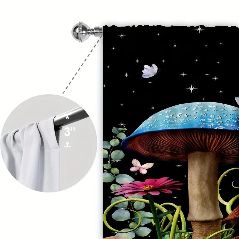 Svampmåne Tryck Höga Mörkläggningsgardiner Gardiner Svart Serie Gardiner Lämpliga för Sovrum Studierum Hem Nya Modemönster