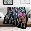 Black Cool KPop Devil Hunter Anime Flannel Blanket Soft and Warm Portable Home Travel Camping Sofa Picnic Soft and Comfortable D
