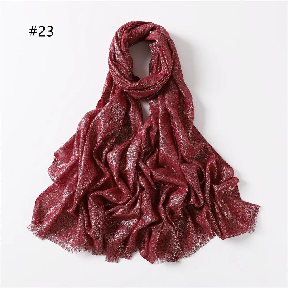 New Fashion Glitter Hijab Cotton Scarf Wraps Autumn Headscarf Shawls Muslim Scarf For Women Shimmer Fringe Scarves Instant Hijab