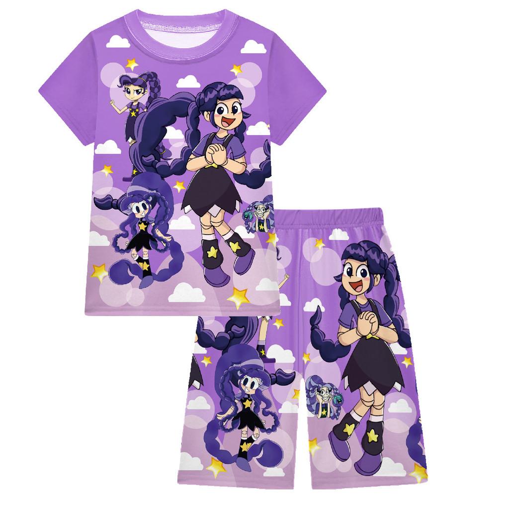 

19777 Kids Girls Lily Lovebraids Pajamas Sets Cartoon Printed Sleeping Top Pants Sleepwear 100cm фиолетовый