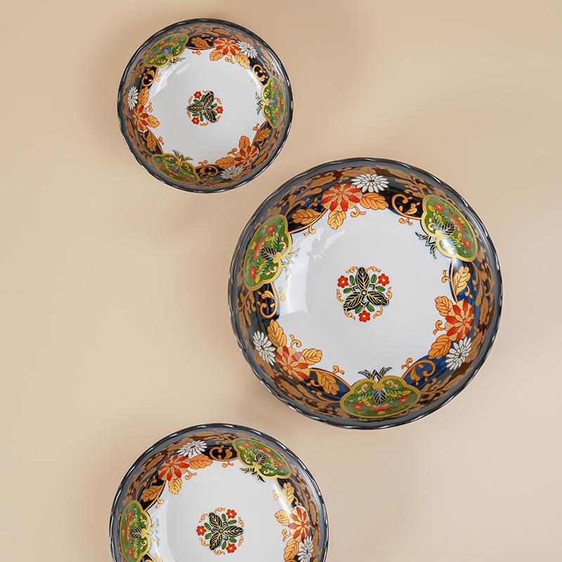 Mino Ware Japanese Retro Ceramic Tableware Set: Plates, Dishes, and Rice Bowls