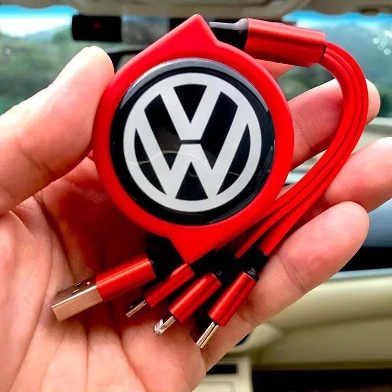 

For VOLKSWAGEN VW Car Phone 3in1 Type C Micro USB Cable Charge for Volkswagen Touran MK5 Passat MK7 MK4 Polo Golf Jetta Tiguan B шоколадний