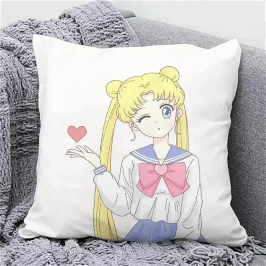 Anime Cartoon Sailor Moon Print Cushion Cover Sofa Home Decor Pillowcase