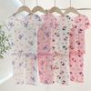 Ice Silk Girls' Short Sleeve Pajama Set - Summer Thin Two-Piece for Baby and Kids