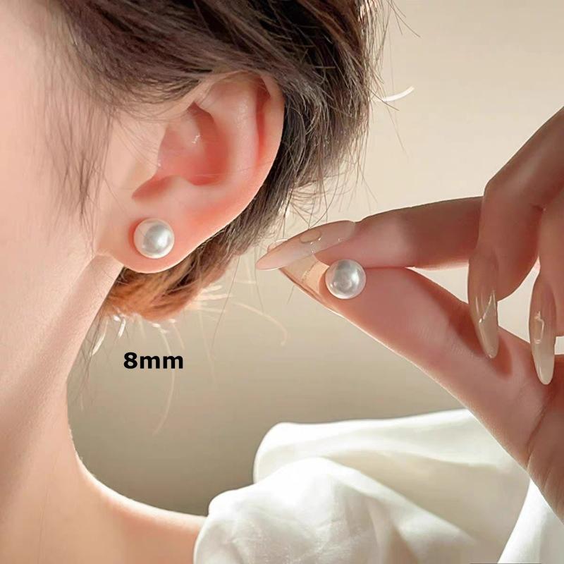 Cherry blossom powder steamed bread pearl stud earrings temperament advanced sense silver bread beads earrings temperament versatile earrings