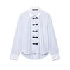 European and American Style, Fashionable and Versatile Temperament Contrasting Color Knot Button Shirt Women 9479010