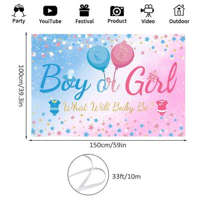 Gender Reveal Backdrop Boy or Girl Sign Banner Theme Baby Gender Reveal Party Decorations Baby Shower Party Supplies 59x39 Inch