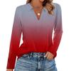 Women's Fashion Casual Lapel Short Long Sleeve Print Shirt Women's V-Neck Tops