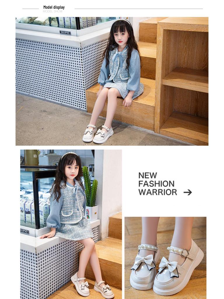 Girls' Black Patent Leather Princess Shoes - Spring/Summer 2025 British Style Performance Footwear