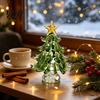 Elegant Holiday Home Decor Decorative Glass Christmas Tree with Star Topper, Mini Shiny Ornaments for Office Figurine, Creative Tabletop Ornament,