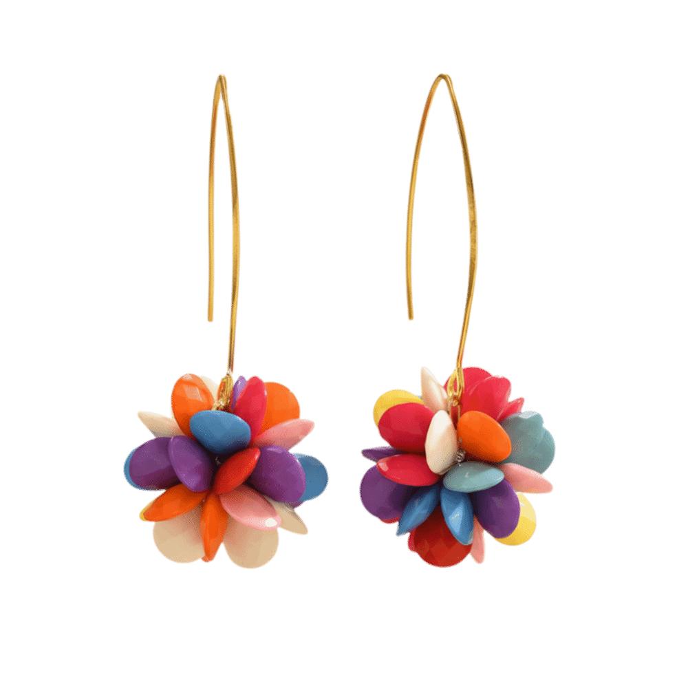 Colorful Mesh Bohemian Earrings Candy-Colored Ethnic Style Earrings Beaded Flower Earrings Women