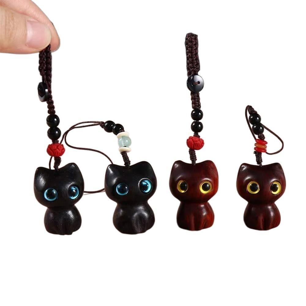 Sandalwood Scent Wood Car Keyring Handmade Craft Lucky Blessing Keychain DIY Keychain Components