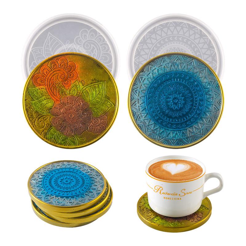 Round Mandala Pattern Silicone Coaster Mold for Resin Crafting