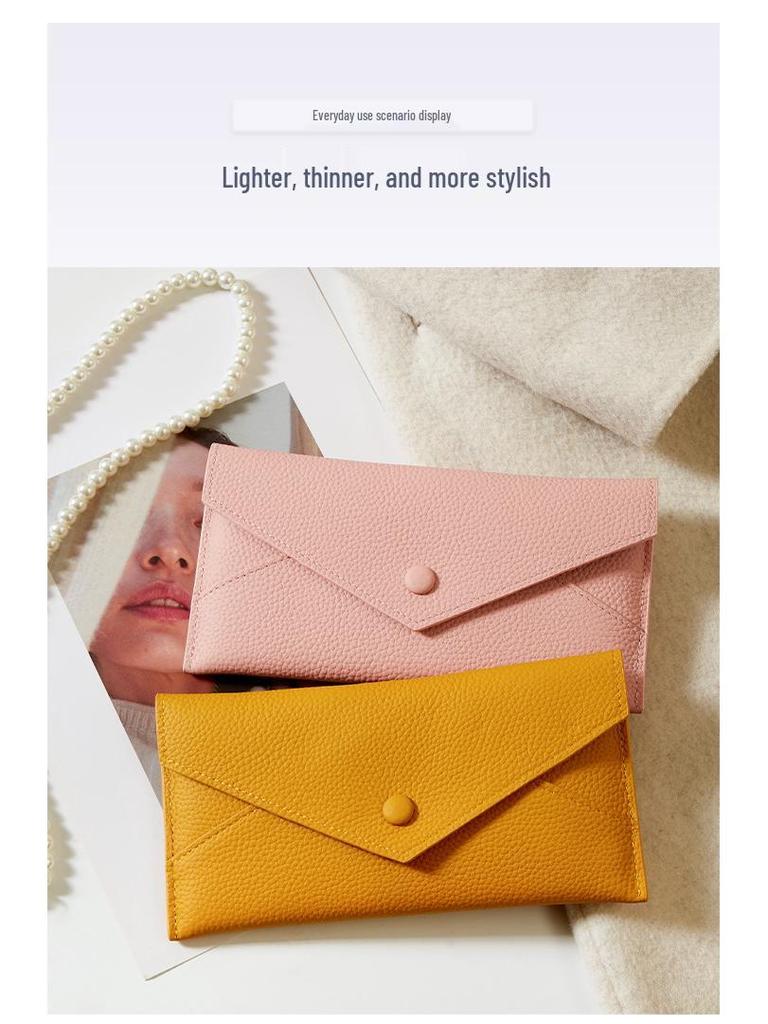 Genuine Leather Women's Thin Envelope Clutch & Phone Holder