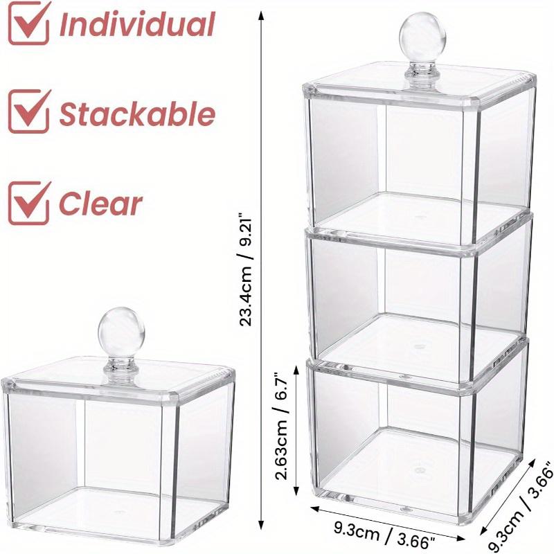 Hair Accessories Organizer for Girls, Clear 3 Stackable Acrylic Hair Tie Organizer for Headband, Bows, Cotton Swab Organization